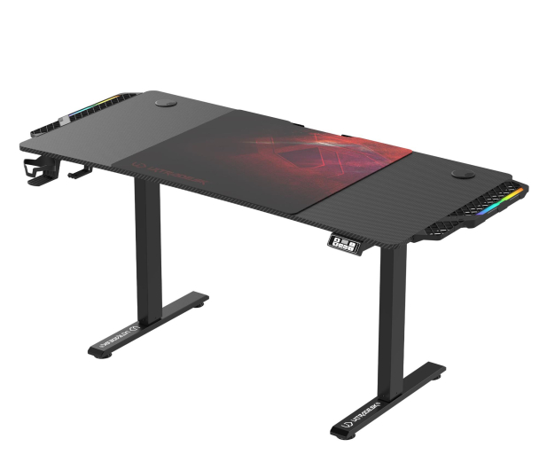 Ultradesk LEVEL V2 LED RGB (Czarno-Czerwone) (elektryczna regulacja) UDESK-LVALED-RD - 1191846 - zdjęcie